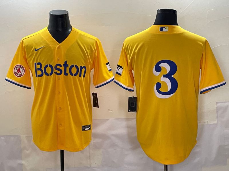 Men 2025 Boston Red Sox #3 No Name Yellow City Edition Nike MLB Jersey style 6->boston red sox->MLB Jersey